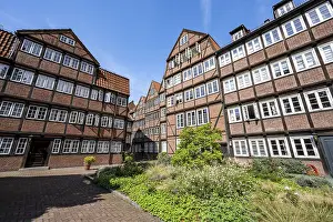 Facades of the historic brick buildings