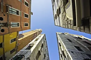 Facades of houses, worm's eye view