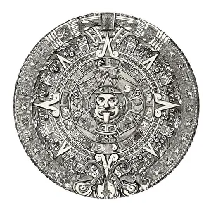 Facsimile of the ancient Aztec calendar stone found in Mexico City