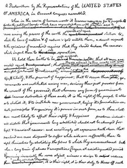 Facsimile of the draft of the Declaration of Independence of the United States of America or The Unanimous Declaration