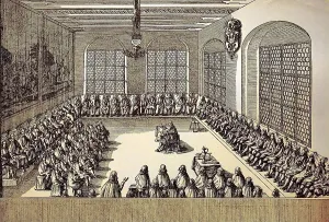 Facsimile of a meeting of the Swabian common people's representation at the level of the districts of Ulm in 1669