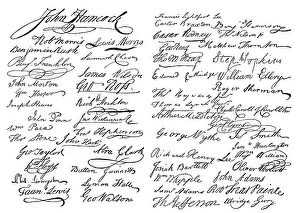 Facsimile of the signatures of the Declaration of Independence of the United States of America or The Unanimous
