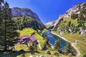 Faehlensee with Bollenwees mountain inn in Alpstein