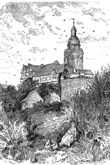 Falkenstein Castle, a high medieval hilltop castle in the Harz Mountains
