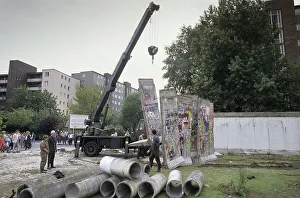 Fall of the Berlin Wall: demolition of the Wall in Berlin- Kreuzberg