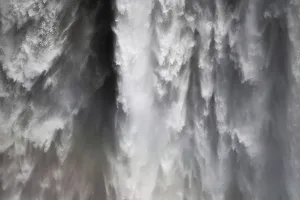 Falling water masses, Skogafoss waterfall
