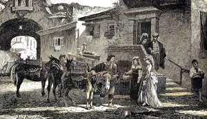 Family outing with donkeys, start of a journey