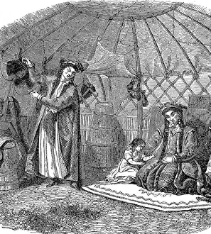 Family in a yurt in Mongolia, in 1870