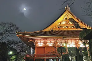 Famous Asakusa Temple by night in Tokyo, Japan