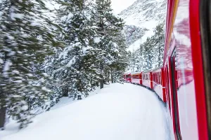 The famous Bernina red train, Unesco monument