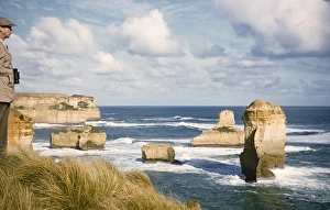 Famous cliff of the Twelve Apostles, Port Campbell National Park, Victoria, Australia in 1956, view to the sea
