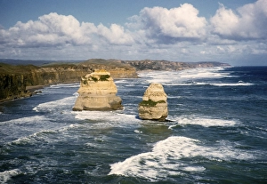 Famous coastal cliffs belonging to the Twelve Apostles, Port Campbell National Park, Victoria, Australia, 1956, Oceania