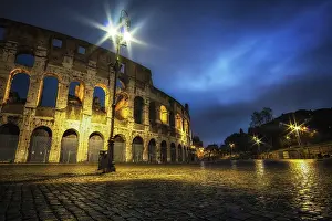Famous Colosseum taken at night when the structure is still lit up