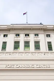 Framed Print : Famous Fort Canning Centre in Singapore with state flag on roof