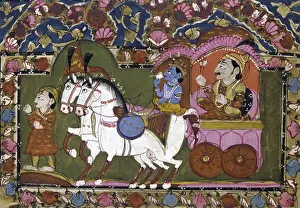 This famous scene from Hindu mythology features the god Krishna with his cousin
