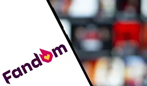 Fandom logo is displayed on smartphone