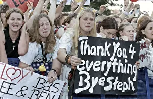 Fans of the boy band Caught in the Act cry