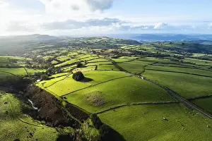 Farms over Black Mountain from a drone