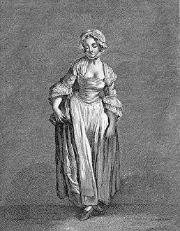 Fashion image, copper engraving by J B Greuze