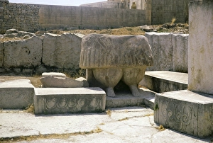Fat lady sculpture, Neolithic temples of Tarxien, prehistoric archaeological site, Malta, Europe 1971, Europe