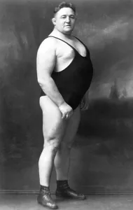 Fat wrestler, historic photograph, around 1913