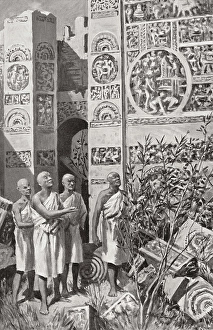 Faxian at ruins of Ashoka palace, Patliputra, India, Asia