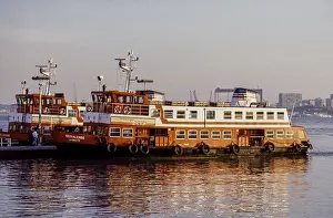 Ferries on the Tagus at sunset Lisbon