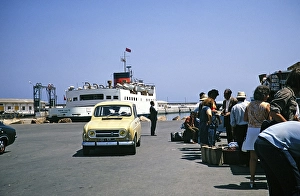 Ferry Mons Calpe of London, built in 1954, passengers waiting to embark, harbour of Tangier, Morocco, North Africa 1971, Africa