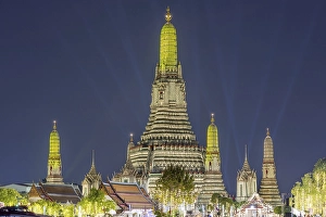 Category Buddhism Prints: Festive lighting on New Year's Eve at Wat Arun