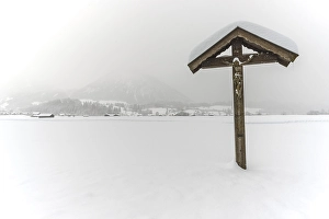 Category Mountain Landscapes Prints: Field cross with Christ figure