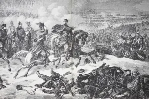 Field Marshal Prince Frederick Charles and his staff at the Battle of Orleans
