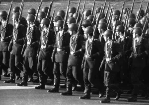 The field parade, a weapons display by all units of the Bundeswehr and NATO on 22 March 1972 in Wunstorf