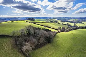 Fields and Farmlands in spring from a drone