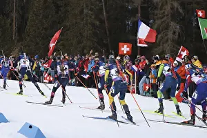 Fighting uphill - the biathletes are driven up the slope by the crowd at the IBU Biathlon World Championships