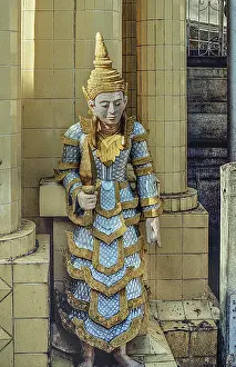 Detail with figure, the Sule Pagoda