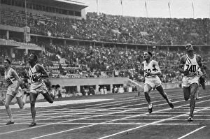 At the finish of the 400 m run