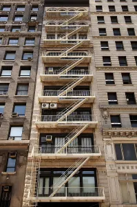 Fire escape stairs on a high rise