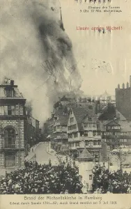 Fire of the Michaeliskirche in Hamburg