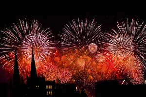 Fireworks of the Pyromusikale festival at the former airport Berlin-Tempelhof