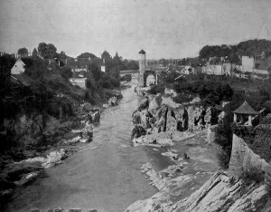 One of the first autotype photographs of La Gave de Pau River