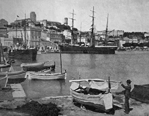 One of the first autotypes of the port of Cannes