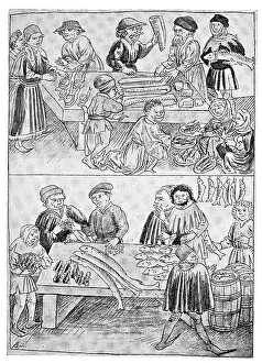 Fish trade, market, in Constance on Lake Constance