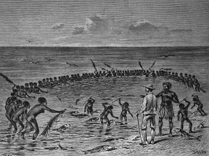 Fishermen fishing on the Samoan Islands
