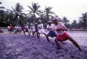 Fishermen pulling the fishing net