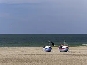 Fishing boats on the beach at Stenbjerg