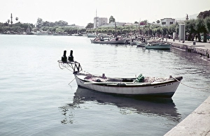 Fishing boats in the harbour, Kos, Greece 1970s