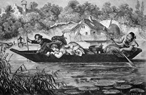 Fishing for pikes on a lake in West Prussia