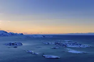 Fjord with islands during the blue hour