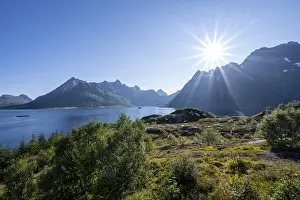 Fjord and mountains with peak of Jigravtind
