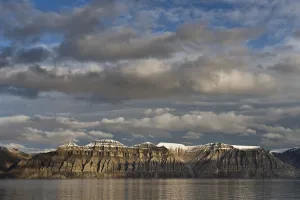 Fjord, rugged mountains, Isfjorden